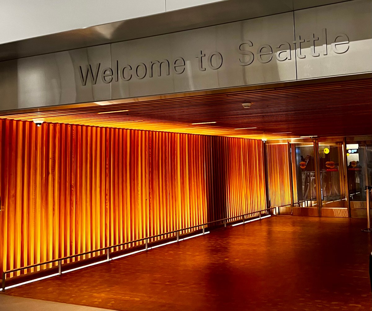 The welcome to Seattle sign at Seattle-Tacoma International Airport.